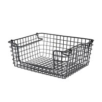 Black Open Sided Rectangular Wire Basket